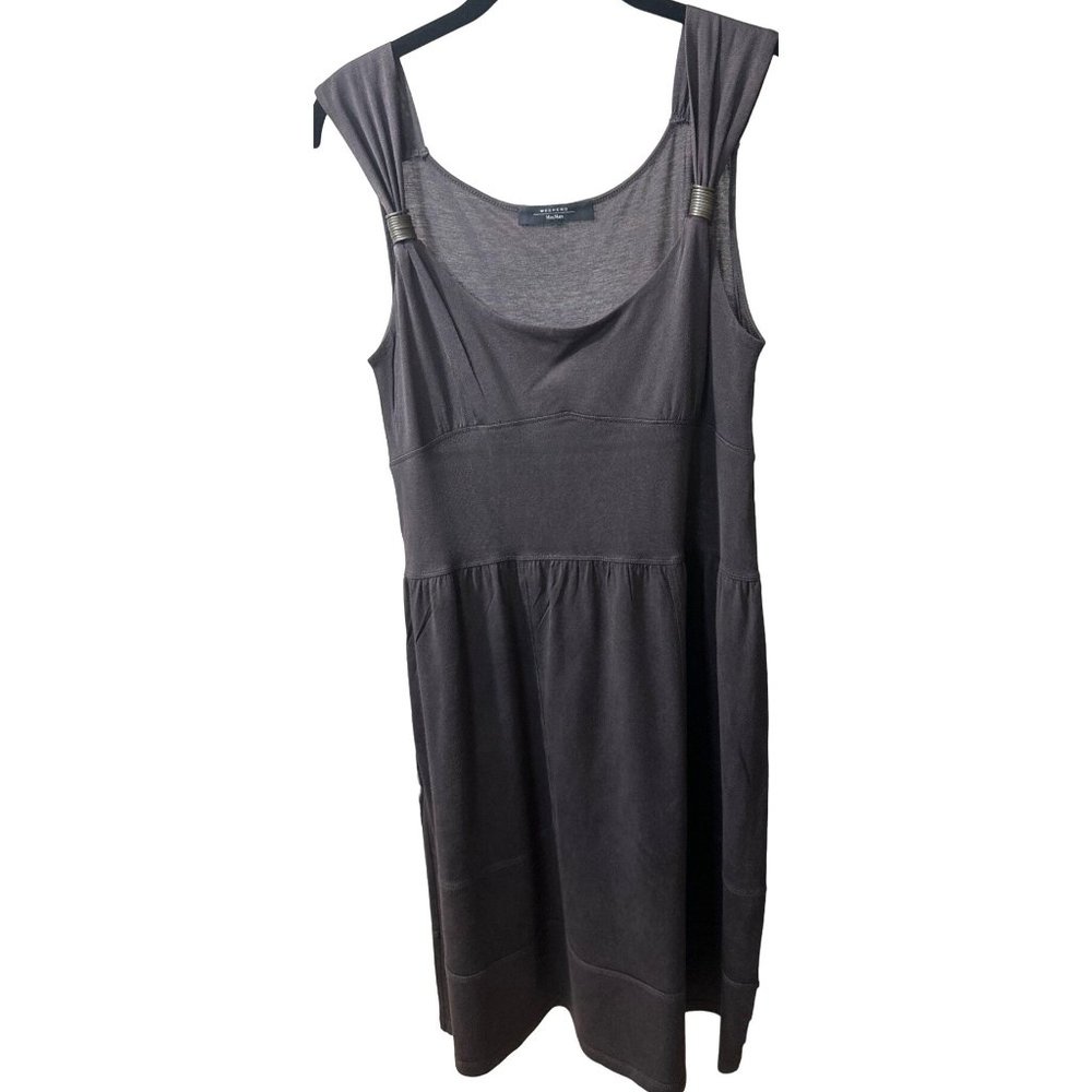 Max Mara/Weekend Brown Shoulder Straps Bronze Metal Ring Clasps Dress round
